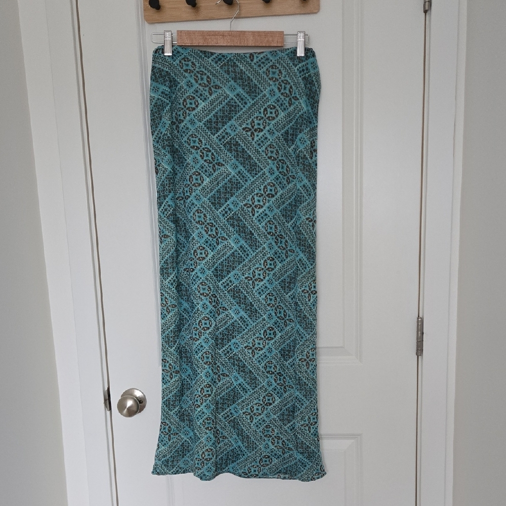 Morgan de Toi Teal Patterned Maxi Skirt